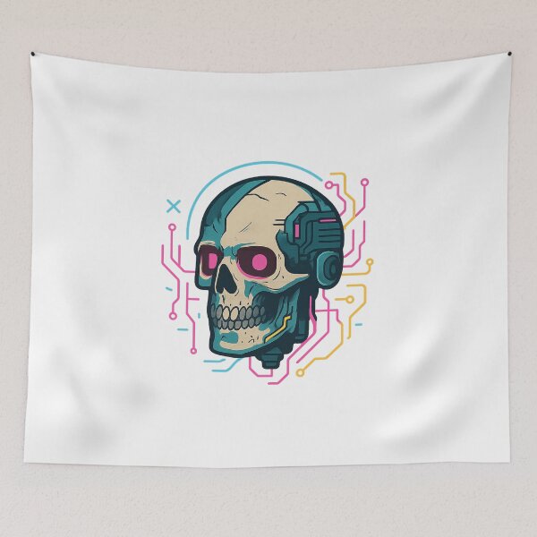 Item preview, Neon Override – Futuristic Skull Circuit designed and sold by MonoArt MA.