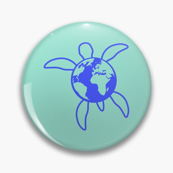 Item preview, Earth Water Turtle Swimming Planet Map Round Logo designed and sold by shirt-o-mat.