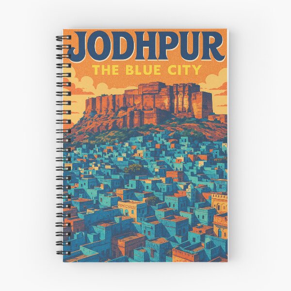 Item preview, Digital Retro Pop Art Travel Poster of Jodhpur | The Blue City of India | Vintage-Inspired Indian Cityscape Art | Bold Colorful Rajasthan Wall Decor designed and sold by PaintedPixels01.