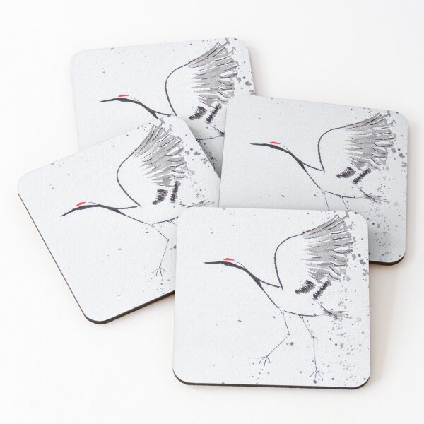 Item preview, Minimalist Dancing Crane with Splatters| Zen Line Drawing| Sumi-e Inspired Art designed and sold by AngelaMarieArt.