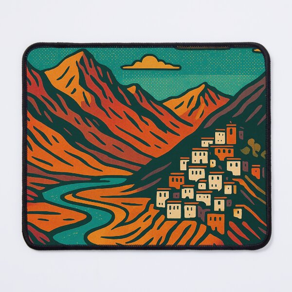 Item preview, Spiti Valley Digital Retro Pop Art Poster | Vintage Travel-Inspired Himalayan Landscape | Colorful Mountain Wall Art | Psychedelic India Tourism Print designed and sold by PaintedPixels01.