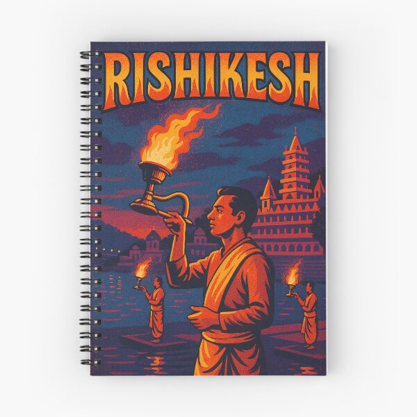Item preview, Digital Retro Pop Art Poster of Rishikesh | Psychedelic Ganges River Scene | Bold Spiritual Travel Artwork | Yoga Capital of the World Wall Art | Vibrant India Travel Illustration designed and sold by PaintedPixels01.