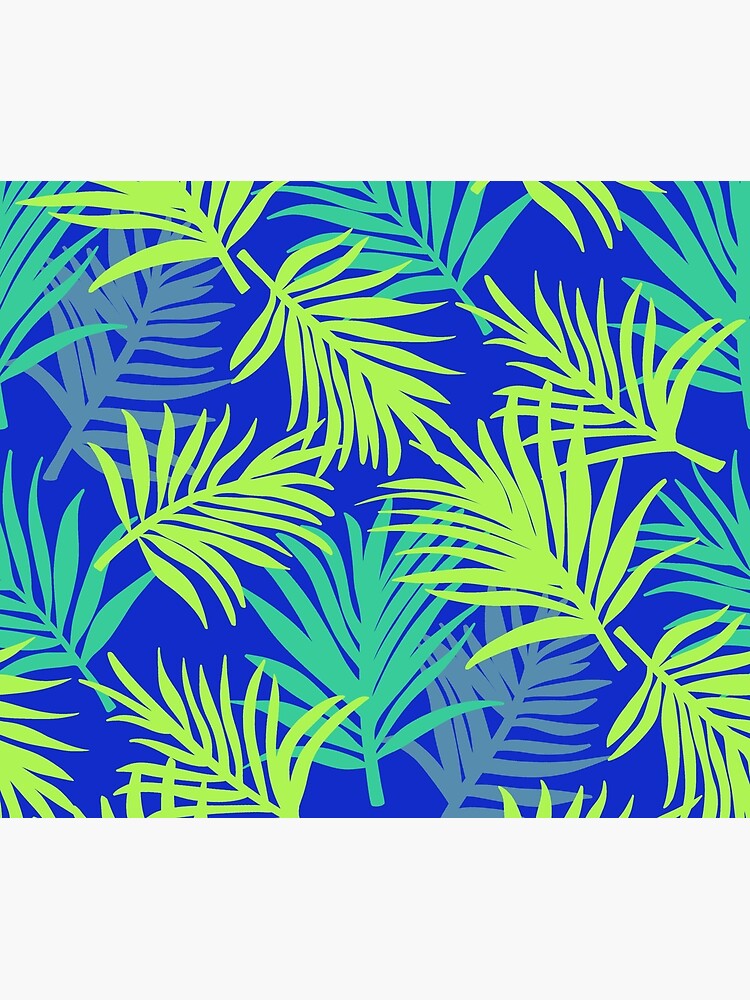 Thumbnail 3 of 3, Tapestry, Tropical Pattern | Blue & Green Palm Leaf designed and sold by slavitriart.