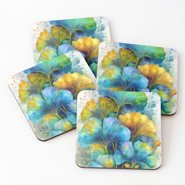 Item preview, Colorful Ginkgo Leaves Watercolor Painting designed and sold by JBJart.