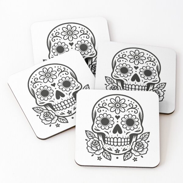Item preview, Ornate Skull with Flowers – Tattoo-Style Line Art designed and sold by MonoArt MA.