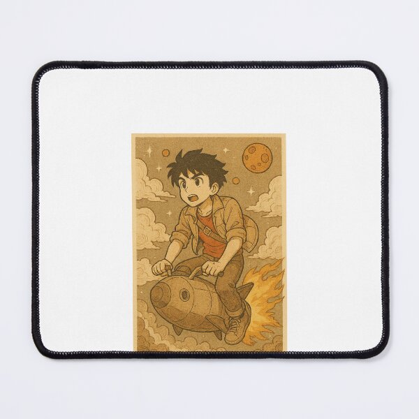 Item preview, Rocket Boy | Retro Anime Boy Riding a Rocket, Whimsical Space Adventure Art   designed and sold by Vendeloc.