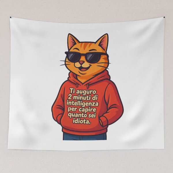 Item preview, Gatto con Felpa Ironica – “Ti auguro 2 minuti di intelligenza” designed and sold by IroniaeCo.