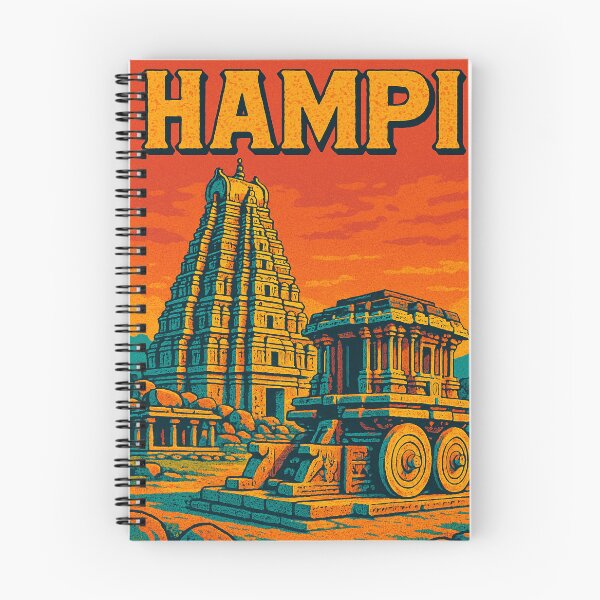 Artikelvorschau, Digitales Retro-Pop-Art-Reiseposter von Hampi | Wandkunst im Vintage-Stil aus Hampi, Indien | Auffälliger historischer Grafikdruck | Historisches Reisedekor | Farbenfrohe Illustration aus Südindien entworfen und verkauft von PaintedPixels01.