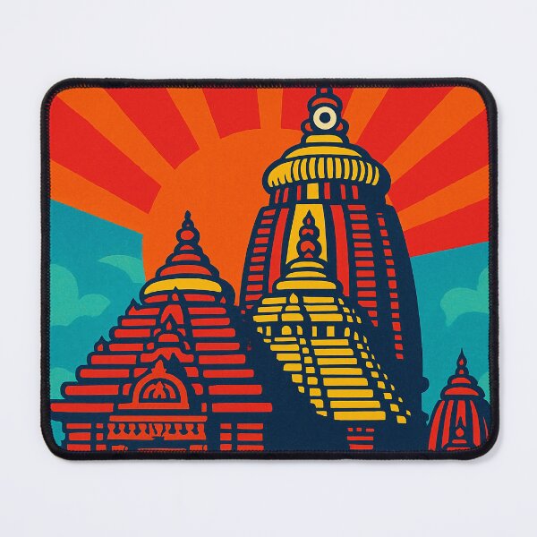 Item preview, Digital Retro Pop Art Travel Poster of Puri Temple | Colorful Vintage India Landmark Art | Bold Graphic Illustration for Wall Decor | Iconic Cultural Destination Design designed and sold by PaintedPixels01.