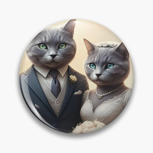 Item preview, British Blue Cats Wedding Art Illustration - Wedding Anniversary designed and sold by Madcatsanddogs.