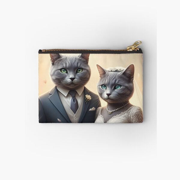 Item preview, British Blue Cats Wedding Art Illustration - Wedding Anniversary designed and sold by Madcatsanddogs.