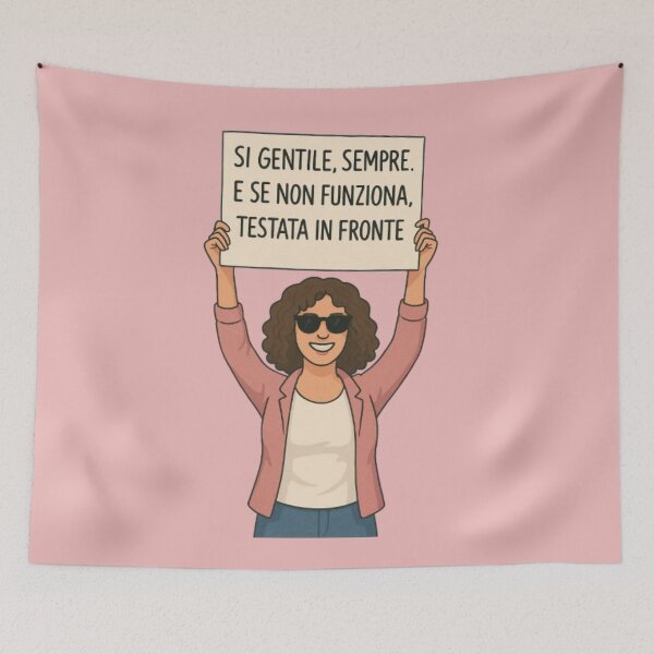 Item preview, Sii gentile. O testata in fronte – Manifesto ironico designed and sold by IroniaeCo.