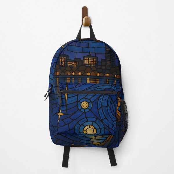 Item preview, Starry Night Over Boston Stained Glass Art Print designed and sold by AetherLightArt.