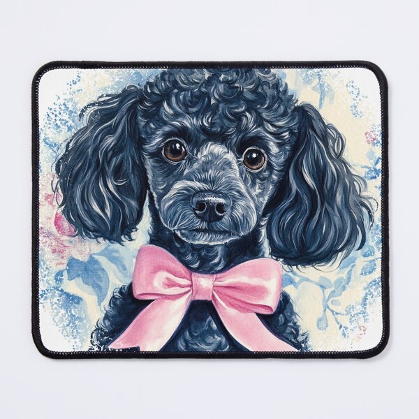 Item preview, Black Poodle with Pink Bow  designed and sold by Bichon Boutique.
