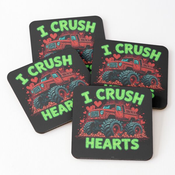 Item preview, valentines Day Monster Truck Boys Toddler I Crush Hearts  designed and sold by harry mac.