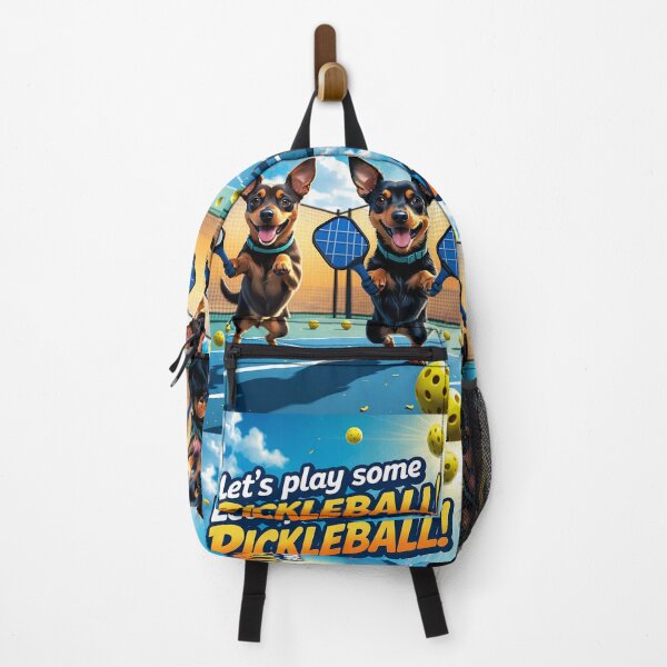 Item preview, Miniature Pinscher playing pickleball designed and sold by Khala.