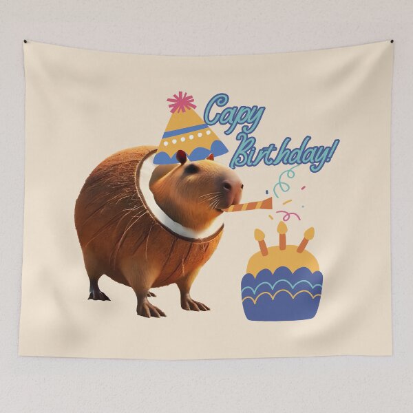 Item preview, Capy Birthday – Capibarello Cocossini Coconut Capybara Meme Design designed and sold by EmeraldeaArt.