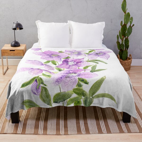 Item preview, purple hellebore watercolour flowers designed and sold by ColorandColor.