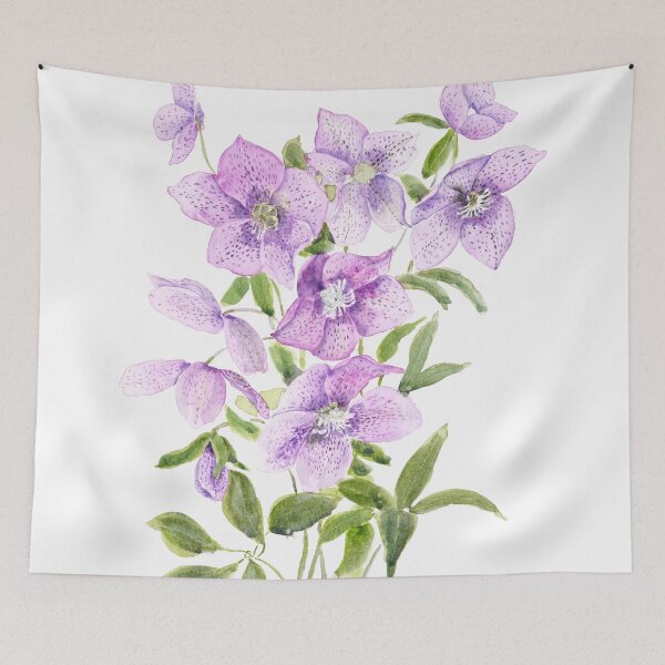 Item preview, purple hellebore watercolour flowers  designed and sold by SelenePaintings .