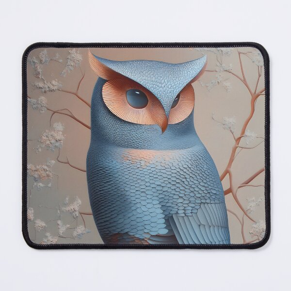 Item preview, Elegant Blue Owl Perched Among Blossoming Branches designed and sold by Artessie.