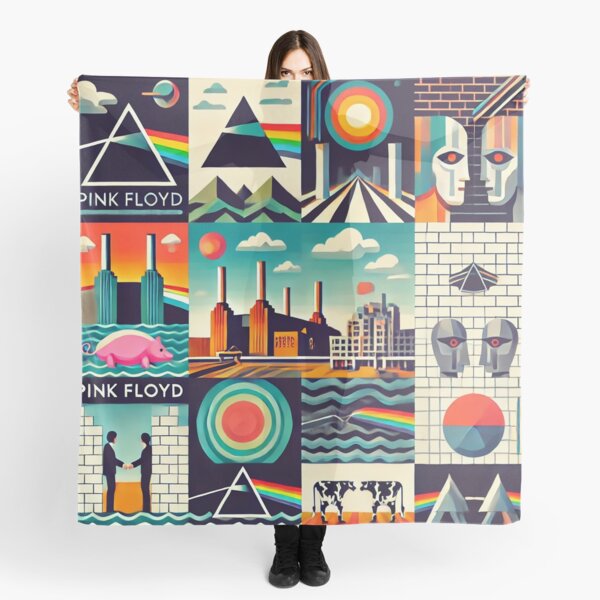 Pink Floyd Bauhaus Style - Iconic Album Covers Pattern Scarf