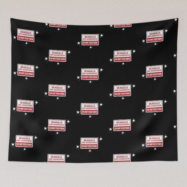 Item preview, Aggressive Seagulls Red Sign With Poop designed and sold by twHistory.