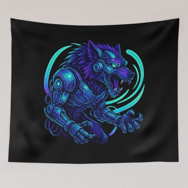 Item preview, Neon Cyber Wolf – Y2K Beast Mode Activated designed and sold by Design_Your_Day.