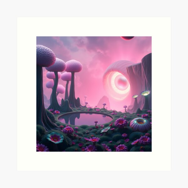 Item preview, Alien Bloomscape – Surreal Sci-Fi Fantasy Garden designed and sold by gregorplahuta.