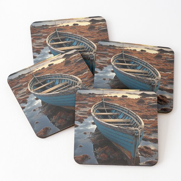 Item preview, A beautiful night seascape with an abandoned rowboat designed and sold by DSAHART.