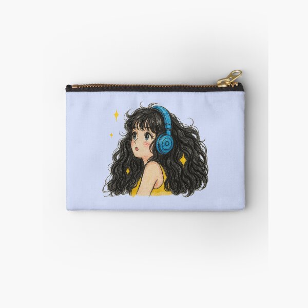 Item preview, Kawaii Curly-Haired Girl with Headphones designed and sold by HerSteps.