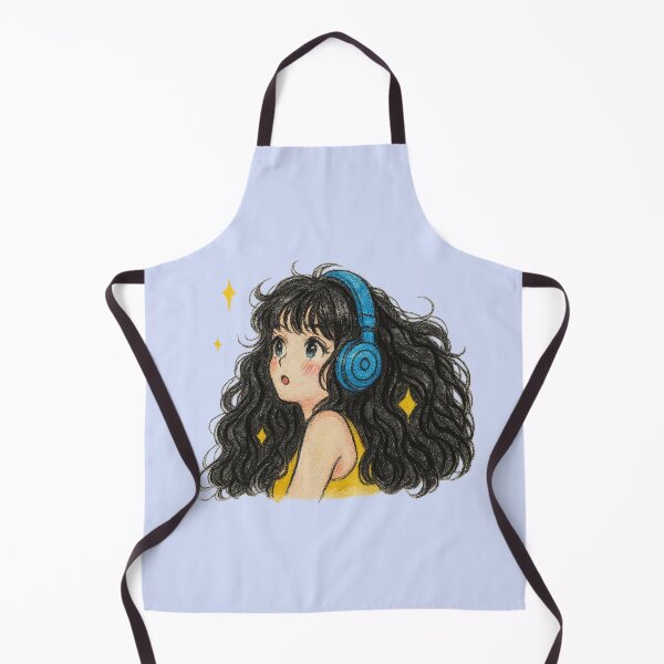Item preview, Kawaii Curly-Haired Girl with Headphones designed and sold by HerSteps.