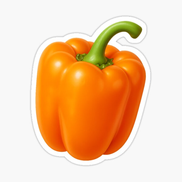 Item preview, Orange Bell Pepper – Whole Sweet Pepper with Green Stem designed and sold by JMT (Just Miscellaneous Things).