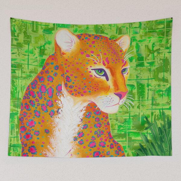 Item preview, “Leopard”, pink and blue abstract pop art leopard designed and sold by emmalyonsart.