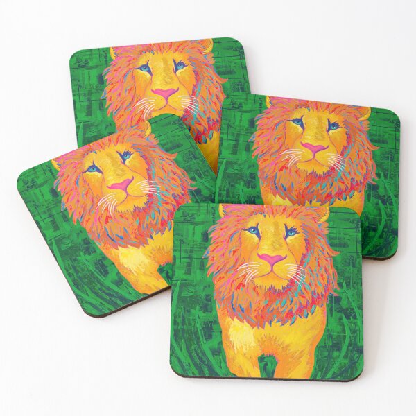 Item preview, “Lion” colorful abstract cat inspired by Lisa Frank designed and sold by emmalyonsart.