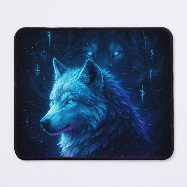 Item preview, Frost Protocol – Neon Wolf Guardian Tee designed and sold by LevelUpLab.