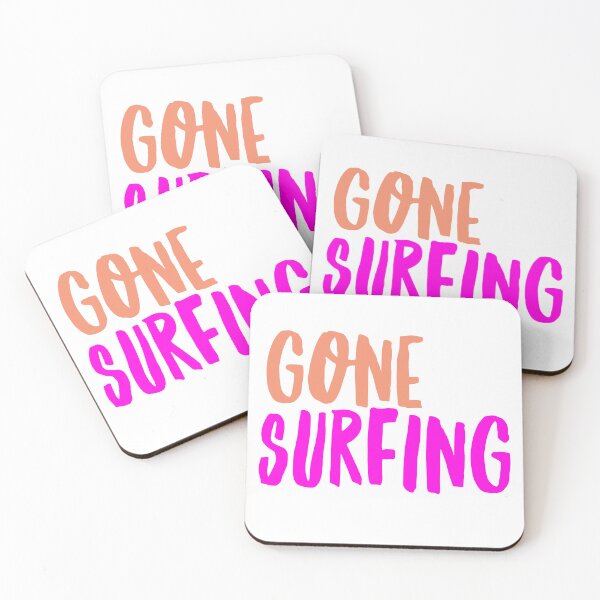 Item preview, Gone Surfing - Chill Coastal Pink and Orange Typography Design designed and sold by Stickers by @molllyclare.