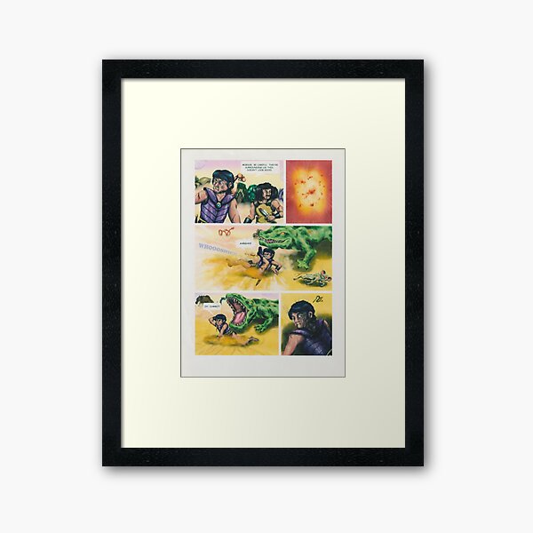 Item preview, Fantasy Comic warriors fighting reptilian monster desert landscape designed and sold by Jonah Augustin Gray.