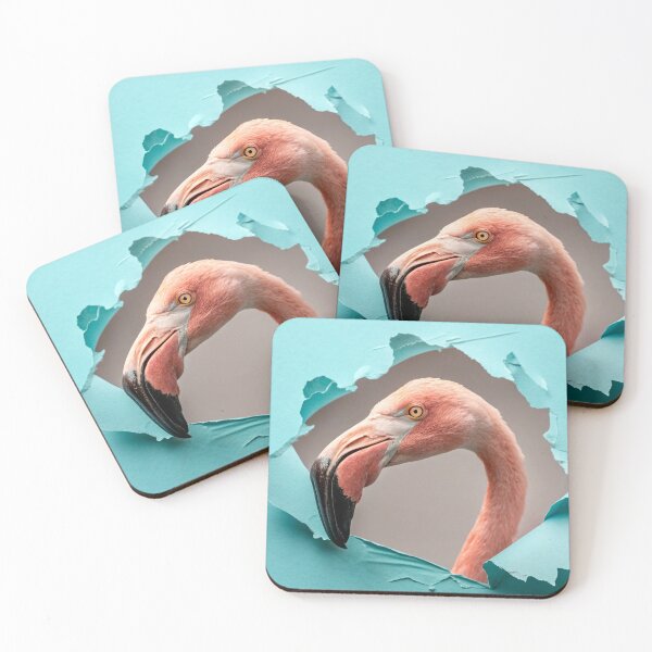 Item preview, A realistic flamingo poking its head through a torn paper hole  designed and sold by elkuni.