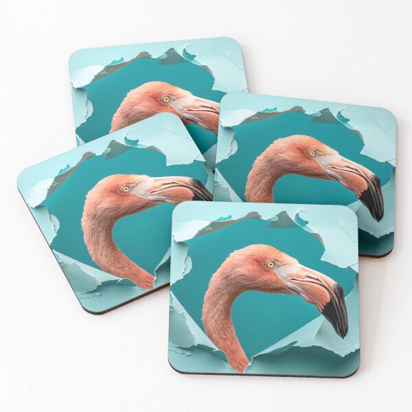 Item preview, A realistic flamingo poking its head through a torn paper hole  designed and sold by elkuni.