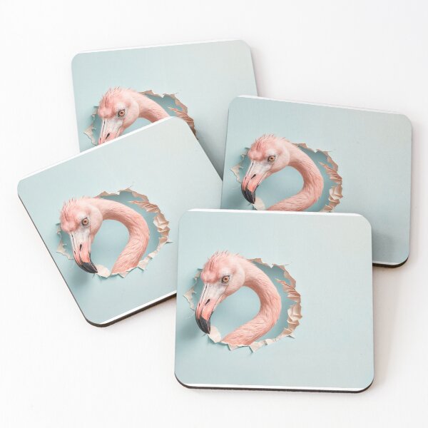 Item preview, A realistic flamingo poking its head through a torn paper hole  designed and sold by elkuni.
