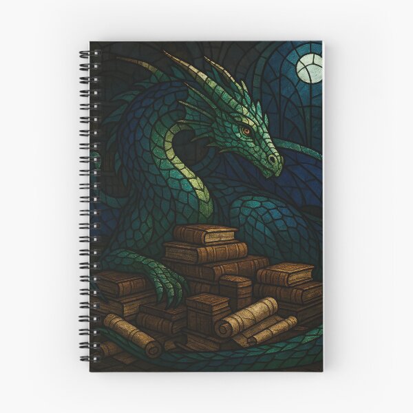 Item preview, Stained Glass Dragon Guarding Books designed and sold by AetherLightArt.