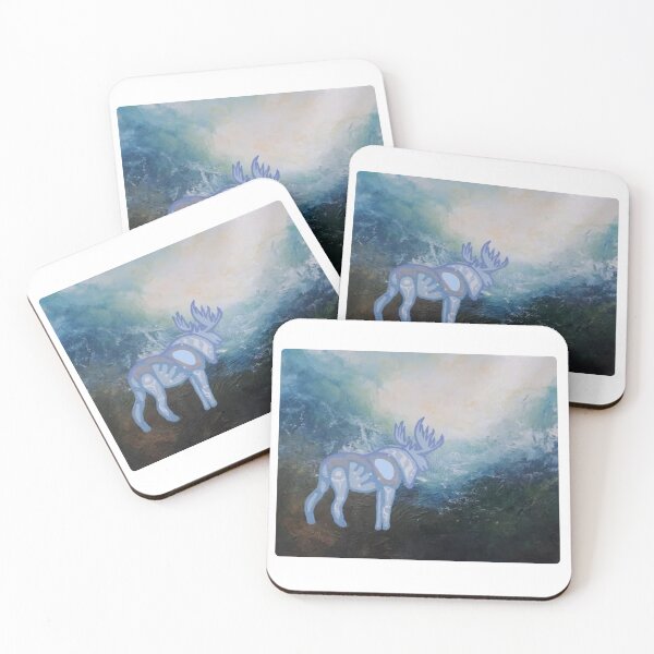 Item preview, Moose at Dawn – Peaceful Mountain Drink Landscape designed and sold by vwalterson.