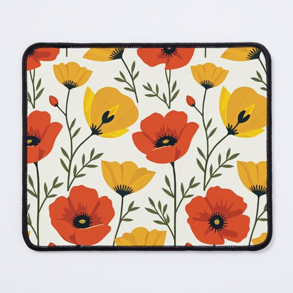 Item preview, Red and yellow poppy repeating pattern designed and sold by NASimpson.