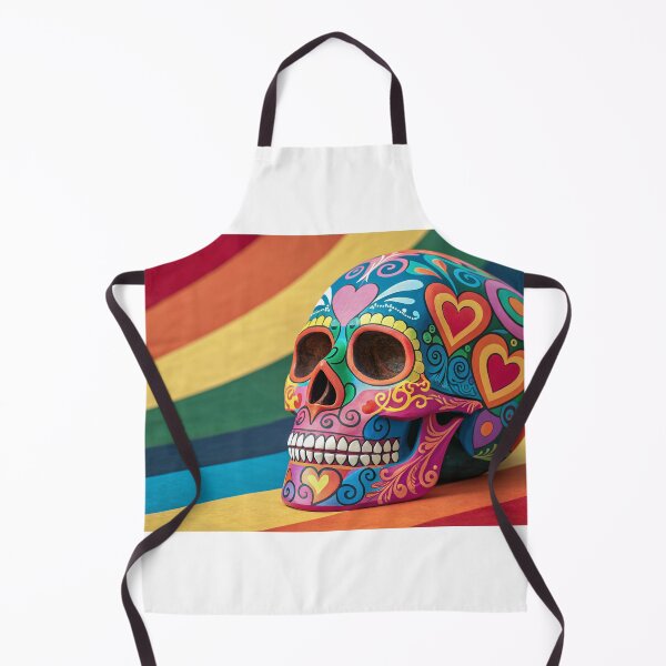Item preview, A vibrant, rainbow-colored sugar skull with intricate patterns designed and sold by elkuni.