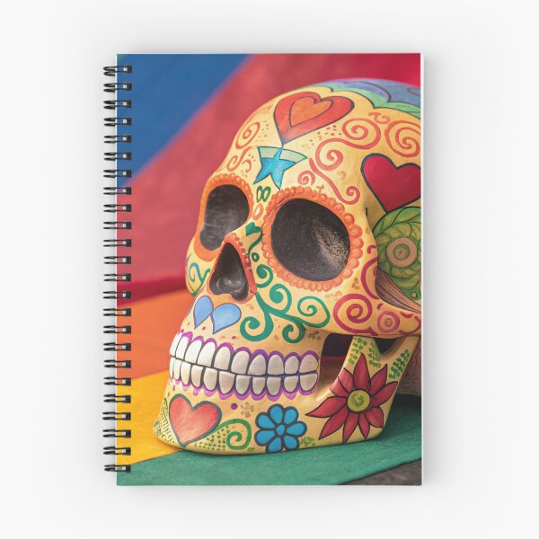 Item preview, A vibrant, rainbow-colored sugar skull with intricate patterns designed and sold by elkuni.