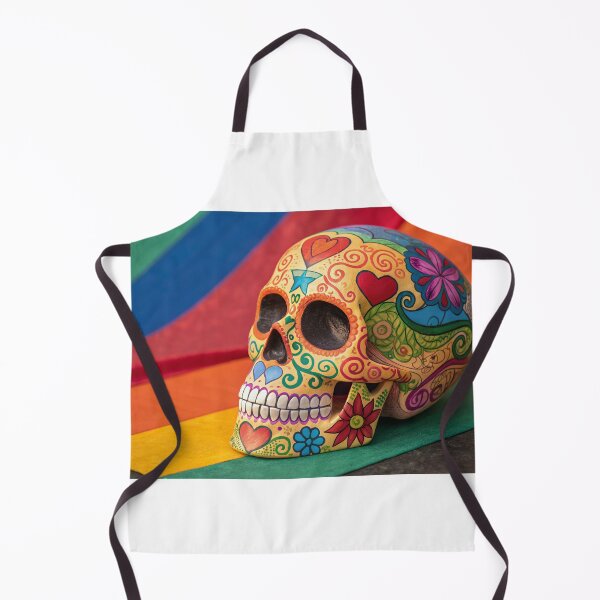 Item preview, A vibrant, rainbow-colored sugar skull with intricate patterns designed and sold by elkuni.
