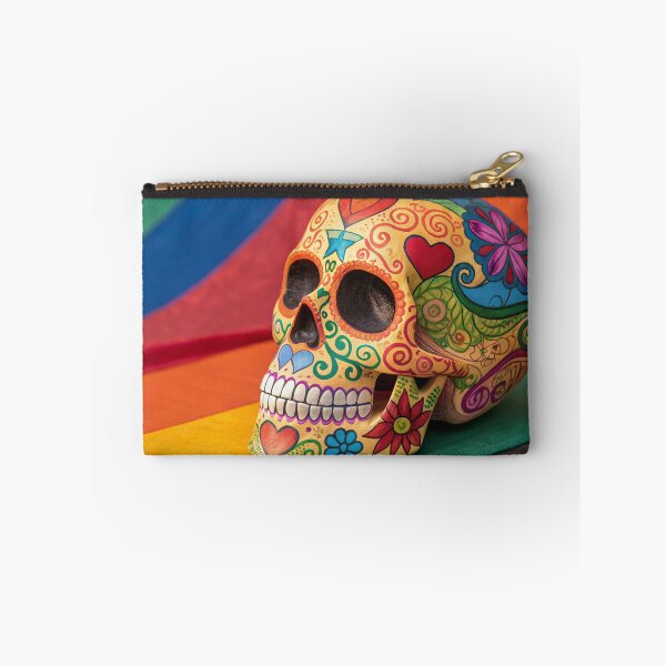 Item preview, A vibrant, rainbow-colored sugar skull with intricate patterns designed and sold by elkuni.
