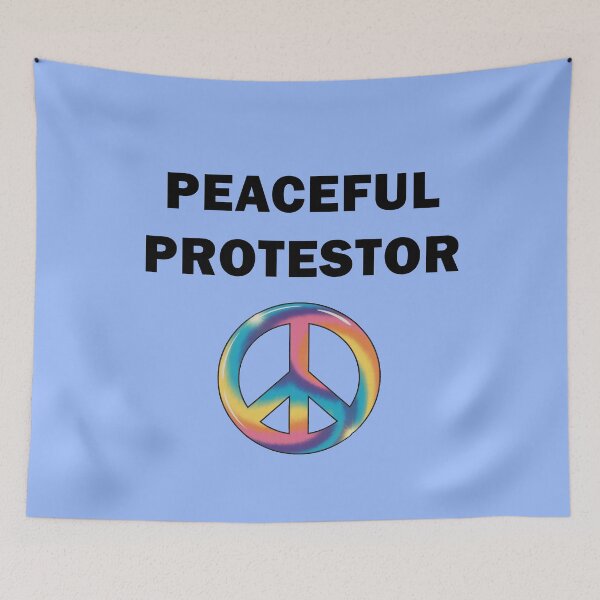 Item preview, PEACEFUL PROTESTOR with PEACE SIGN designed and sold by Greenbaby.