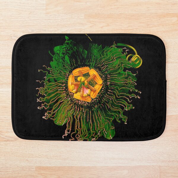Item preview, Arte mural de pasionaria: fotografía floral verde esmeralda y dorada sobre fondo negro designed and sold by Gulnaz Turdalieva.
