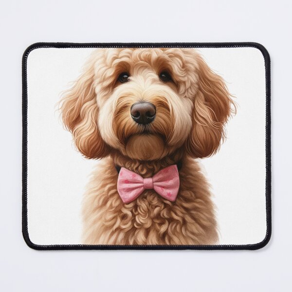 Item preview, Doodle Labradoodle Goldendoodle Cavpoo  with Pink Bowtie  designed and sold by Bichon Boutique.